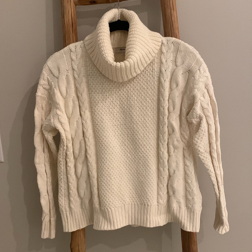 Madewell XS off white cotton turtleneck sweater